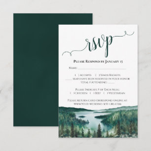 Waterverf Lake Tahoe Landschap Rustieke Bruiloft RSVP Kaartje