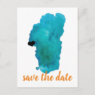 Waterverf Lake Tahoe Wedding Save the Date Aankondigingskaart