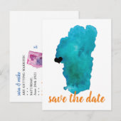 Waterverf Lake Tahoe Wedding Save the Date Aankondigingskaart (Voorkant / Achterkant)