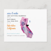 Waterverf Lake Tahoe Wedding Save the Date Aankondigingskaart (Achterkant)