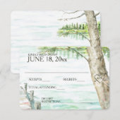 Waterverf Lake Trouwantwoord RSVP Kaartje (Voorkant / Achterkant)