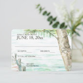 Waterverf Lake Trouwantwoord RSVP Kaartje (Staand voorkant)