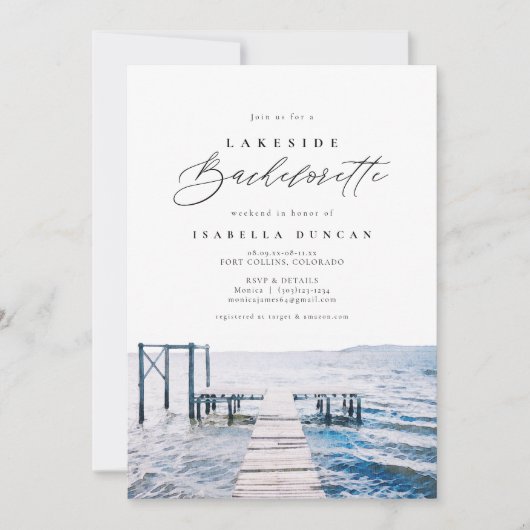 Waterverf Lakeside Bachelorette bij het meer Kaart (Voorkant)