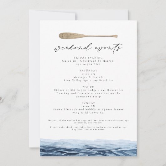 Waterverf Lakeside Bachelorette bij het meer Kaart (Achterkant)