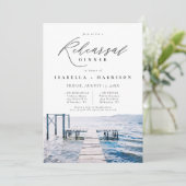 Waterverf Lakeside bruiloft repetitie diner Kaart (Staand voorkant)