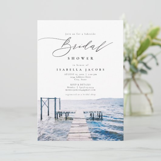 Waterverf Lakeside Lake Vrijgezellenfeest Kaart (Staand voorkant)