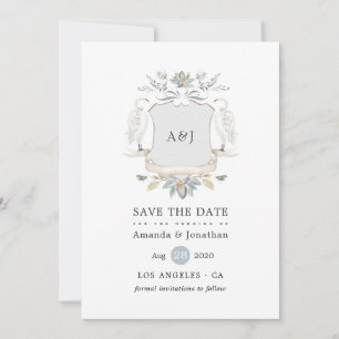 Waterverf Lakeside Wedding Monogram Crest Save The Date