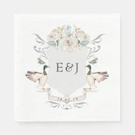 Waterverf Lakeside Wedding Monogram Crest Servet