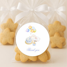 Waterverf Lam Verjaardagsstickers met Fantasie Ronde Sticker