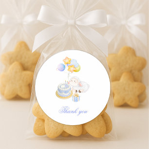 Waterverf Lam Verjaardagsstickers met Fantasie  Ronde Sticker