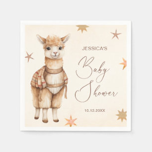 Waterverf Lama Boho Beige Baby Borrel Servet
