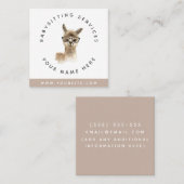 Waterverf lama met bril Babysitter Pastel Vierkante Visitekaartje (Voorkant / Achterkant)