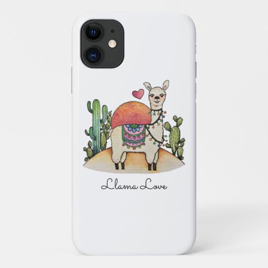 Waterverf lama met cactus Case-Mate iPhone case (Achterkant)