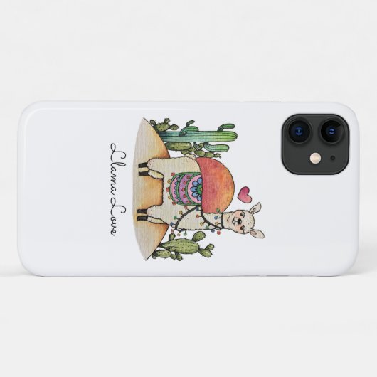 Waterverf lama met cactus Case-Mate iPhone case (Achterkant (horizontaal))