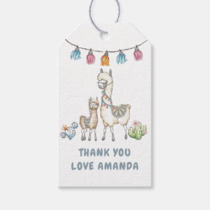 Waterverf Lama thema Baby Shower Cadeaulabel
