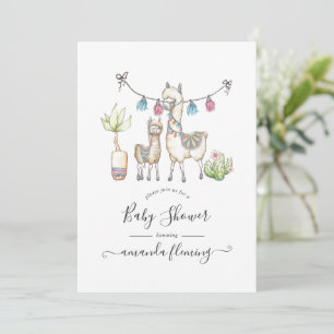 Waterverf Lama thema Baby Shower Kaart