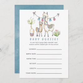 Waterverf Lama thema Baby Shower Raadspel Kaart