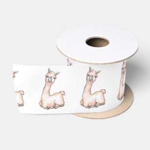 Waterverf Lama thema Baby Shower Satijnen Lint