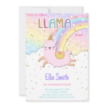 Waterverf Lama Verjaardagsuitnodiging