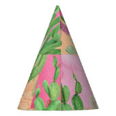 Waterverf lama's, cactussen: naadloos patroon. feesthoedjes (Achterkant)