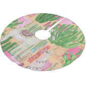 Waterverf lama's, cactussen: naadloos patroon. kerstboom rok (Gekanteld)