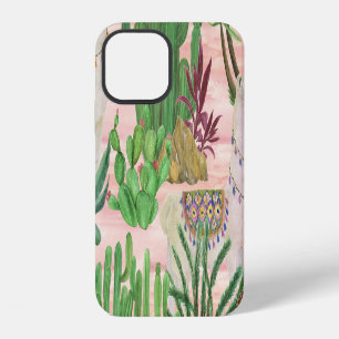 Waterverf lama's en cactus patroon. iPhone 12 hoesje