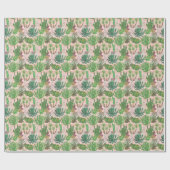 Waterverf lama's en cactussen. cadeaupapier (Vlak)
