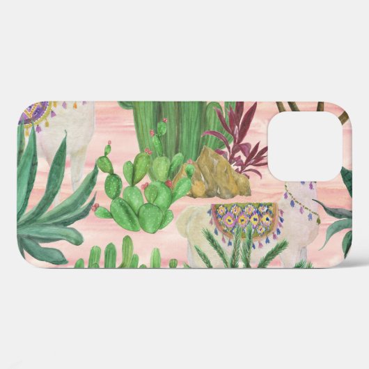 Waterverf lama's en cactussen. Case-Mate iPhone case (Achterkant (horizontaal))