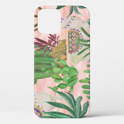 Waterverf lama's en cactussen. Case-Mate iPhone case (Achterkant)