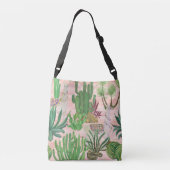 Waterverf lama's en cactussen. crossbody tas (Achterkant)