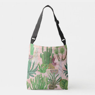 Waterverf lama's en cactussen. crossbody tas