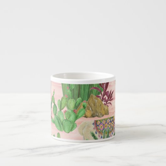 Waterverf lama's en cactussen. espresso kop (Voorkant)