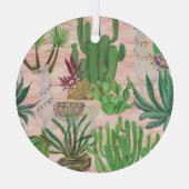 Waterverf lama's en cactussen. glas ornament (Achterkant)