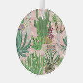 Waterverf lama's en cactussen. glas ornament (Voorkant Rechts)