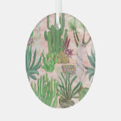Waterverf lama's en cactussen. glas ornament (Voorkant links)