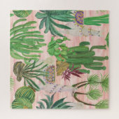 Waterverf lama's en cactussen. legpuzzel (Horizontaal)