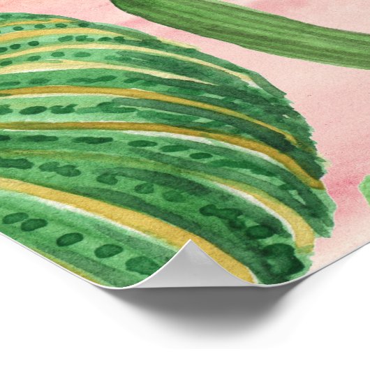 Waterverf lama's en cactussen. poster (Hoek)