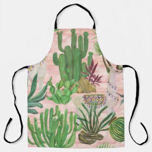 Waterverf lama's en cactussen. schort