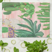 Waterverf lama's en cactussen. theedoek (Gevouwen)
