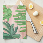 Waterverf lama's en cactussen. theedoek (Quarter Fold)