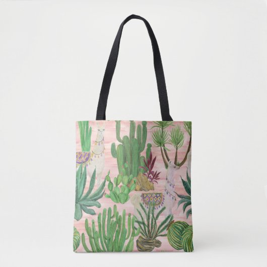 Waterverf lama's en cactussen. tote bag (Voorkant)
