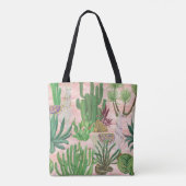 Waterverf lama's en cactussen. tote bag (Achterkant)