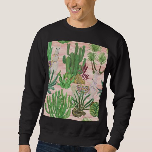 Waterverf lama's en cactussen. trui (Voorkant)