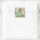 Waterverf lama's en cactussen. vierkante sticker (Tas)