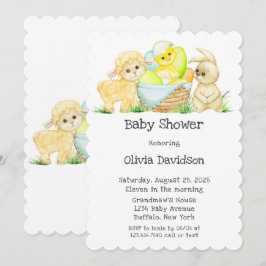 Waterverf Lamb Chic en Bunny Baby shower Kaart