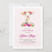 Waterverf Lamb en Purple Flowers Baby shower Kaart (Voorkant)
