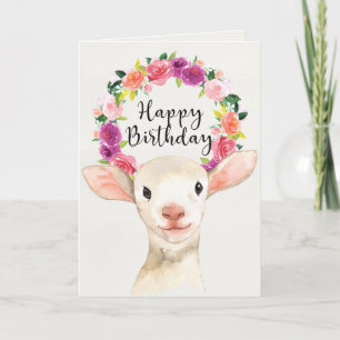 Waterverf Lamb Happy Birthday Kaart