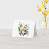 Waterverf Lamb met Krans van Bloemen BLANK Kaart (Gele Bloem)