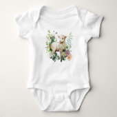 Waterverf Lamb met Krans van Bloemen Romper (Voorkant)