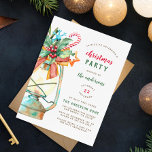 Waterverf Lamp Kerstfeest Uitnodiging Briefkaart<br><div class="desc">Een schattig ontwerp met een handbeschilderde tuinlamp versierd met alle kerstelementen. Er is een rode boog, snoepriet, groene hulst, een oranje ster en een blauwe sneeuwvlok. Uw aangepaste partijtekst wordt rechts van de lamp in een moderne lay-out weergegeven. Deze kaarten zijn omgekeerd naar een feestelijke rode kleur. Aanpassing kan niet...</div>